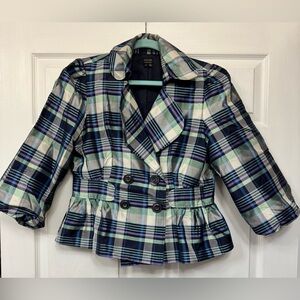 Nicole Miller  silk plaid  Double-Breasted Jacket